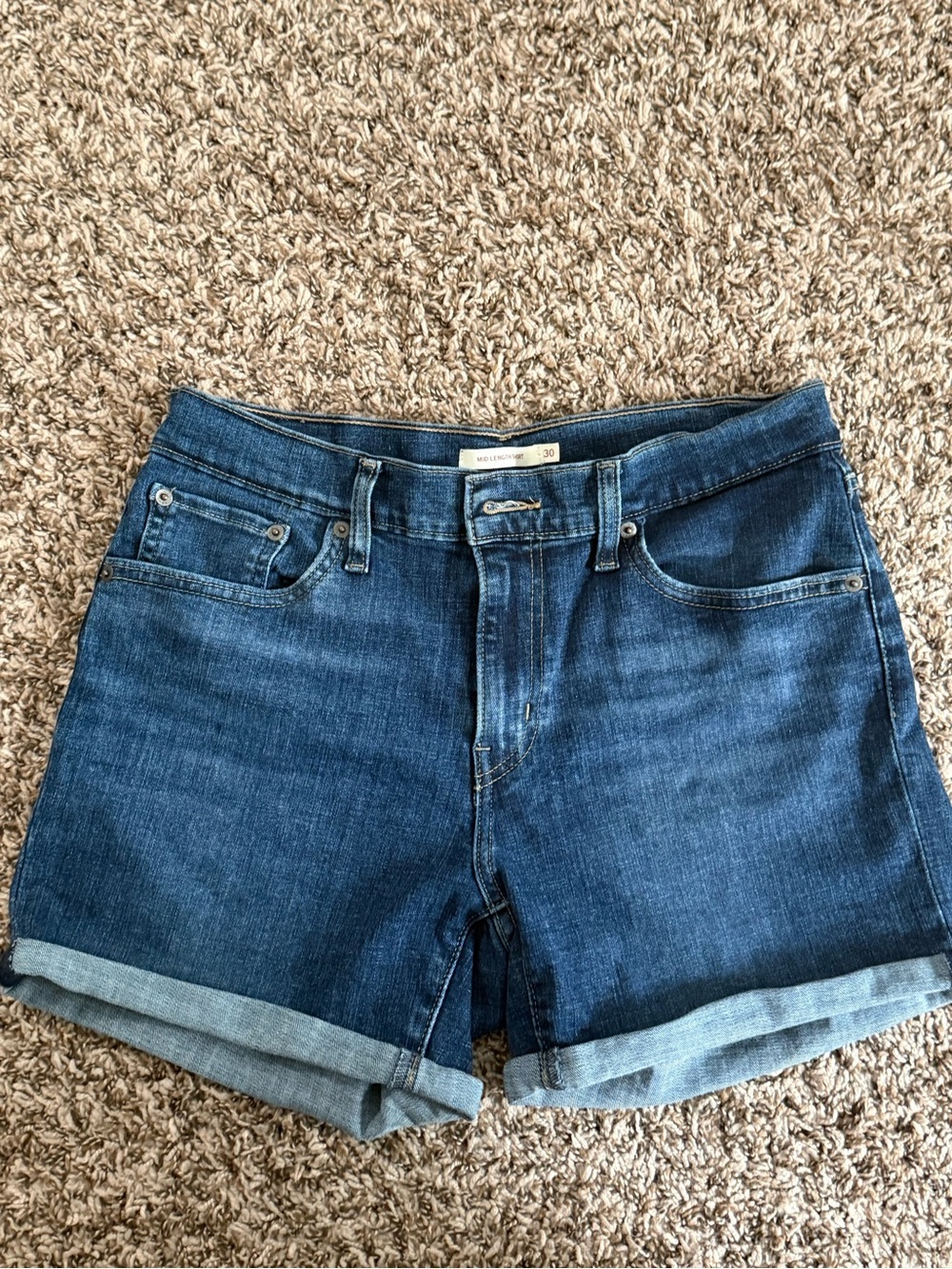 Levi's Dark Blue Rolled Cuff Denim Shorts